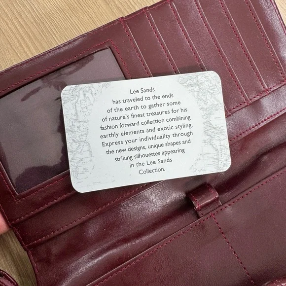 Vtg Lee Sands Burgundy Eel Skin Wallet Clutch Zipper Snap Multi Compartme - Picture 6 of 7